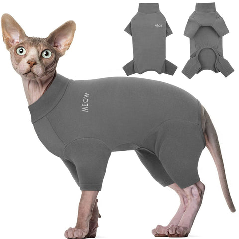Hjyokuso Sphynx Cat Clothes, Breathable Soft Cat Jumpers For Cats Only, Cat Coat with Four Legs, Warm Cat Sweaters, Cat T-Shirt, Cat Pajamas Jumpsuit Vest for Sphynx, Cornish Rex, Devon Rex,Peterbald