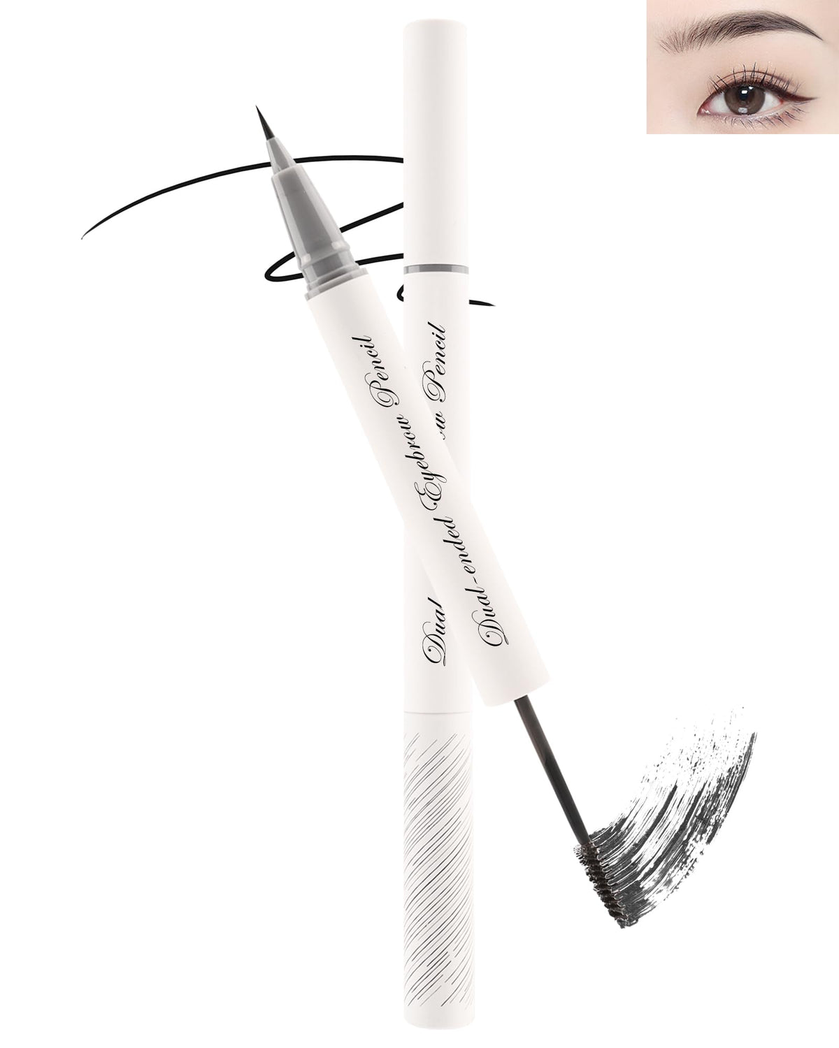 Liquid Eyebrow Pen Tinted Brow Gel-2Pcs 2-in-1 Black Brow Glue & Microblading Eyebrow Eyeliner Pencil, Fast Sculpt Fill in Eyebrow,Longlasting Waterproof Makeup Pen, Eyebrow Filler for Women Girl-01#