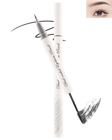 Liquid Eyebrow Pen Tinted Brow Gel-2Pcs 2-in-1 Black Brow Glue & Microblading Eyebrow Eyeliner Pencil, Fast Sculpt Fill in Eyebrow,Longlasting Waterproof Makeup Pen, Eyebrow Filler for Women Girl-01#