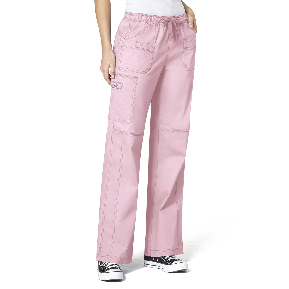 WonderWink Women's Faith Multi-Pocket Cargo Pant Medical Scrubs, Rose Blush, Large
