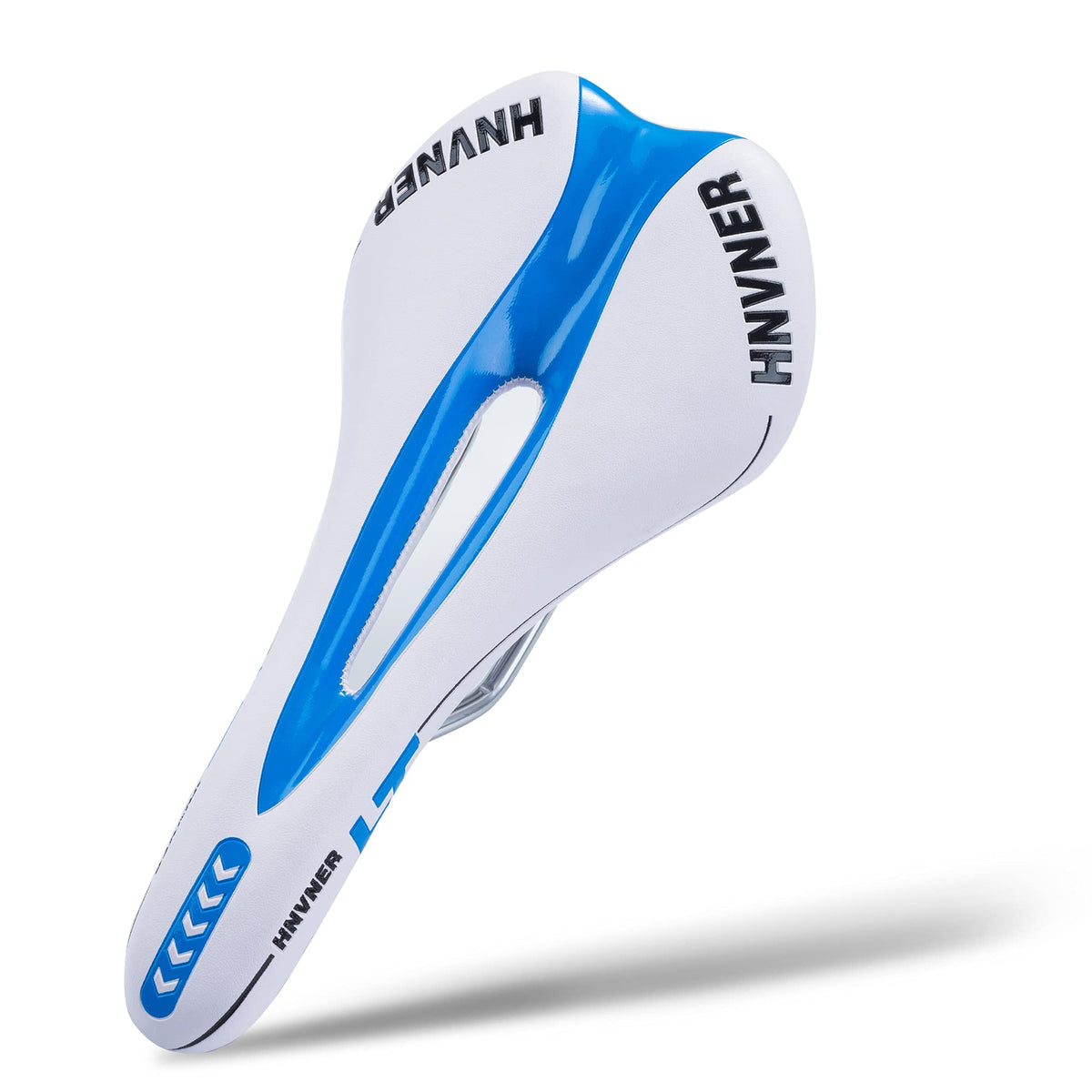 Mountain Bike Seat with Central Relief Zone and Ergonomics Design Fit?Comfort Bike Saddle with Memory Foam Breathable Soft Bicycle Cushion for Women Men MTB/Exercise Bike/Road Bike Seats (White Blue)…