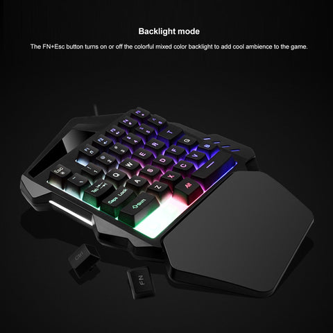 ciciglow One Handed Gaming Keyboard, 35 Keys USB Gaming Keypad Portable Backlight Ergonomic Gaming Controller for Windows 7 8 10 PC