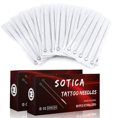 SOTICA 50PCS Tattoo Needles, Stick and Poke Needles 1207M1 Tattoo Needles Traditional Long Bar Needles Round Liner Needles Suitable for Tattoo Artist and Beginners(1207M1)