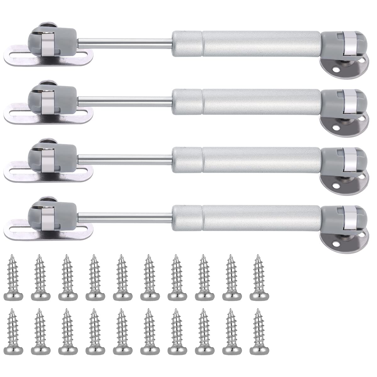 jing 50N Hydraulic Support Cabinet Hinges, Set of 4, Stainless Steel Finish, Silver, 6 Inch, 5-6kg Load, Nylon Material