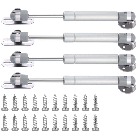 jing 50N Hydraulic Support Cabinet Hinges, Set of 4, Stainless Steel Finish, Silver, 6 Inch, 5-6kg Load, Nylon Material