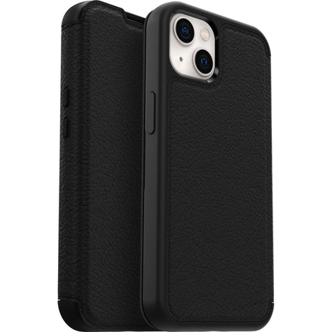 OtterBox Strada Case for iPhone 13, Shockproof, Drop Proof, Premium Leather Protective Folio with Two Card Holders, 3X Tested to Military Standard, Black