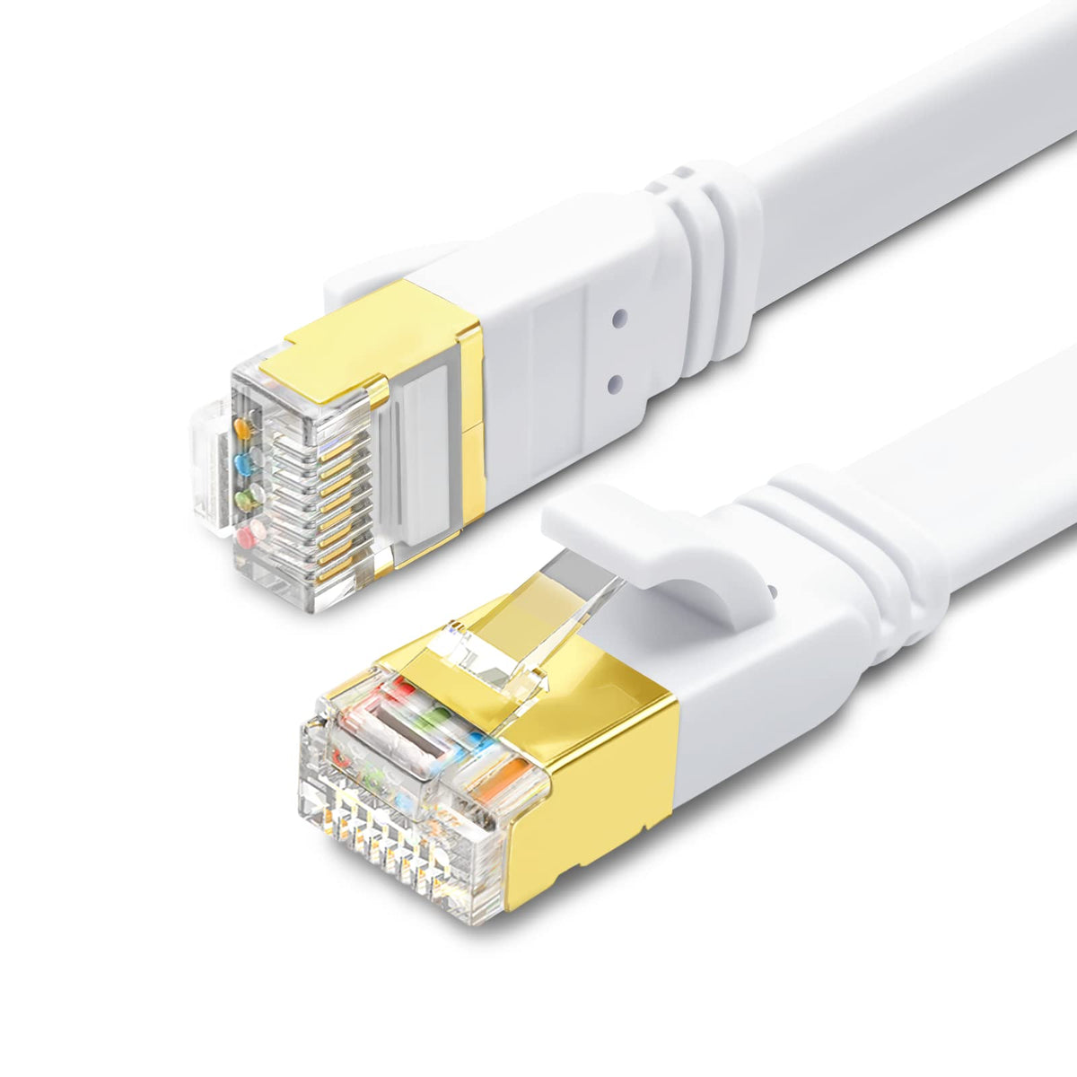 Yauhody CAT 8 Ethernet Cable 0.5m,High Speed 40Gbps 2000MHz SFTP Network Cable 0.5m Internet LAN Cable 0.5m for Router, PC, Hub, Laptop, Gaming (0.5m, White)