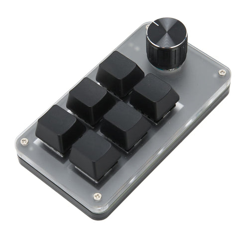Mini Keypad, 6 Key One Handed Keypad DIY Programmable with Knob RGB Light for PC