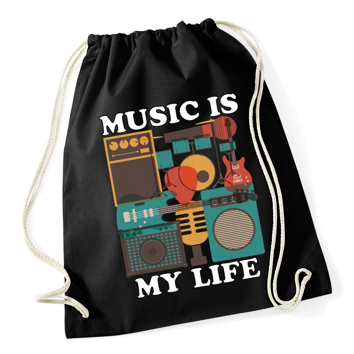 Hippowarehouse Music is my life Drawstring Cotton School Gym Bag 37cm x 46cm, 12 litres