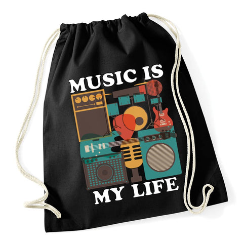 Hippowarehouse Music is my life Drawstring Cotton School Gym Bag 37cm x 46cm, 12 litres