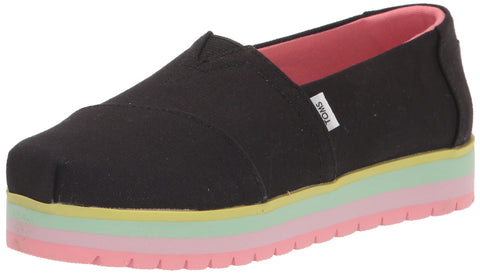TOMS Girls ALP Platform Loafer Flat, Black, 6 Big Kid
