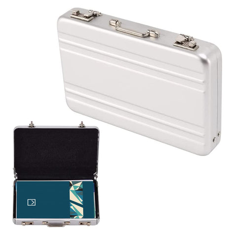 Cosswe Mini Aluminium Briefcase Money Case as a Money Gift, Voucher Packaging, Aluminium Snap Closure Money Case, Business Card Box, Small Cash Box for Business Cards, Money Gifts, Sliver, rfid wallet