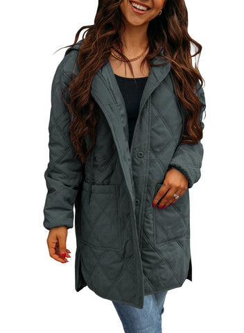 Ebifin Womens Long Quilted Puffer Jacket Winter Warm Hooded Lightweight Parkas Coat with Pockets