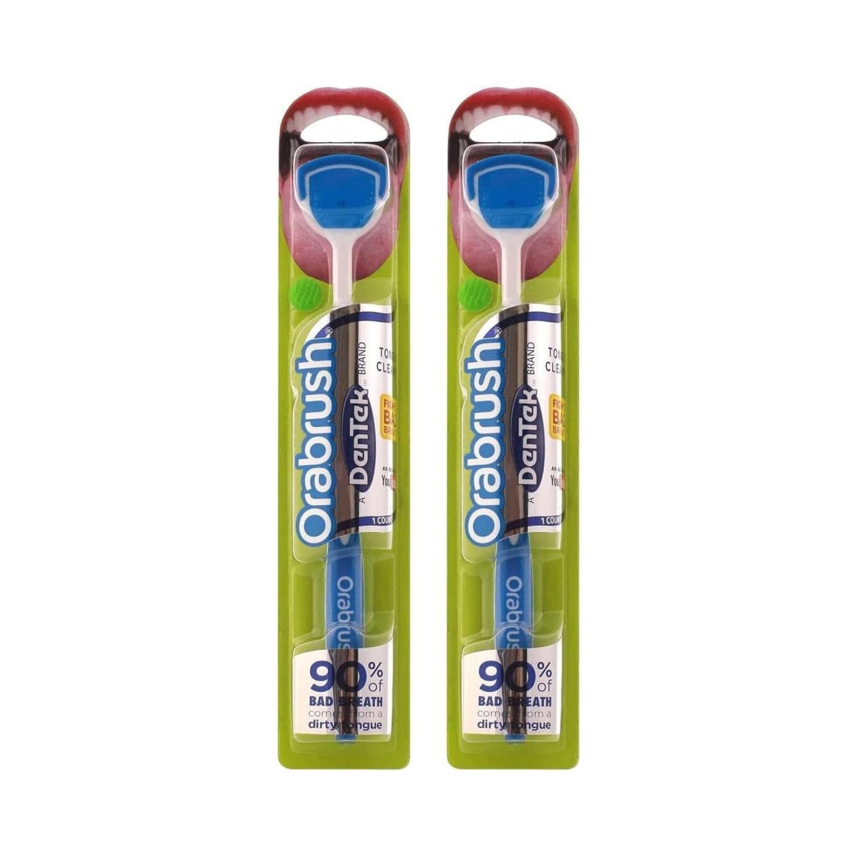 DenTek Orabrush Tongue Cleaner and Tongue Scraper 1 Count (Pack of 2)