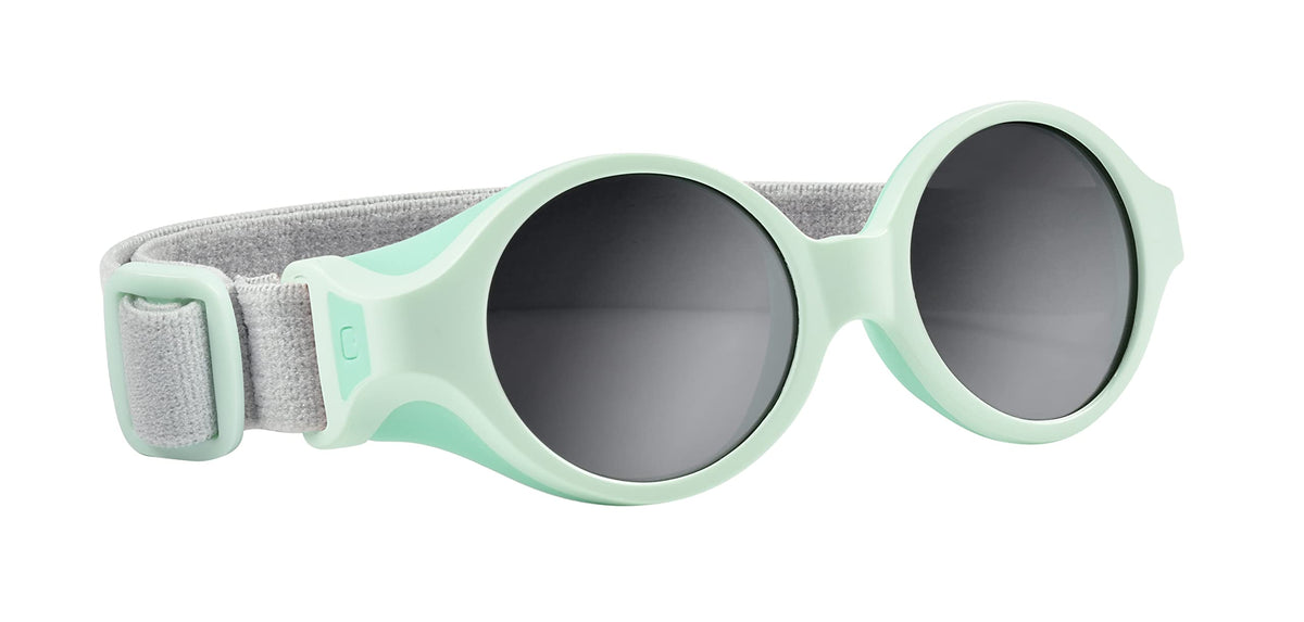 BEABA, Sunglasses for Babies 0-9 Months, 100% UV Protection - CAT 4, Side Protection, Optimal Comfort, Adjustable Elastic Headband, Water Green
