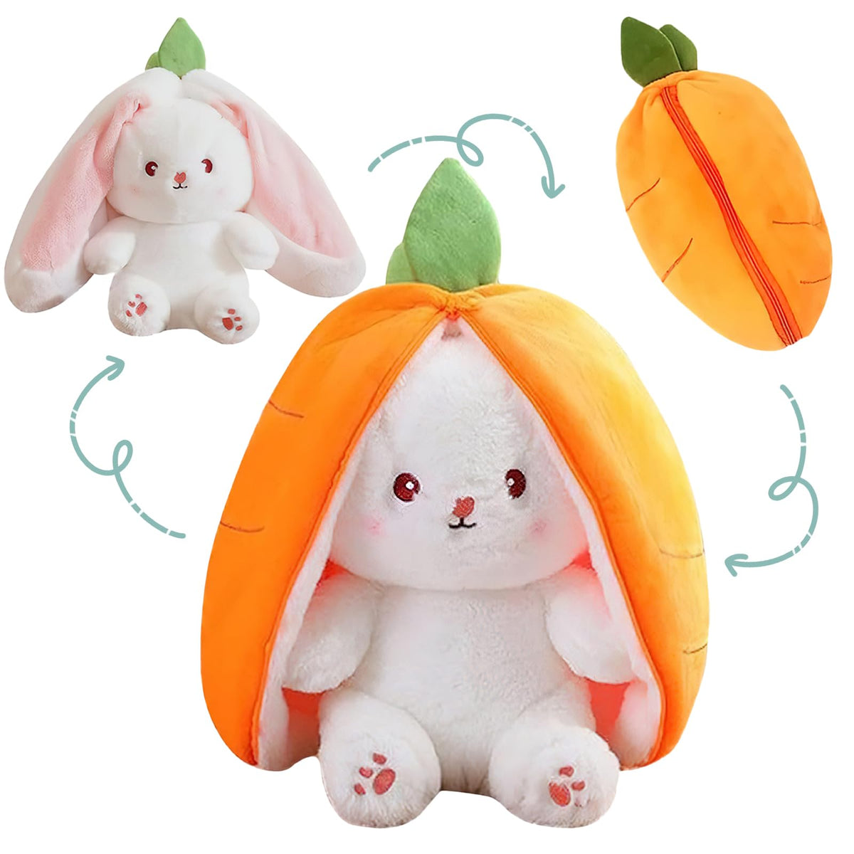 Carrot Rabbit Soft Toy, 30 cm, Darryy Plush Rabbit Hide Seek, Muppet Rabbit Toys, Easter Bunny Plush, Rabbits Wrapped in Carrots, Rabbit Plush Gifts for Girls, Boys (Carrot)