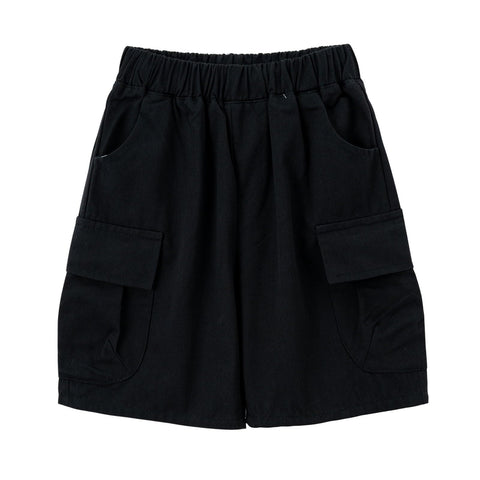 JWWN Kids Light Weight Utility Cargo Shorts Toddler Little Boys Near-Knee Lengths Loose Fit Short Pants with Larger Side Pockets (Black,6T)