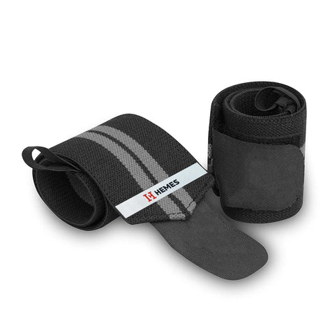 H-HEMES Wrist Supporter for Gym, Wrist Wrap, Hand Band with Adjustable Size Strap & Thumb Loop for Gym, Power Lifting Weight Lifting, Sports Training for Men & Women (Grey)