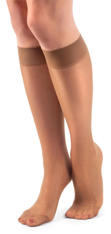 LORES Basic Womens Knee High Socks 15 DEN High Pop Matt Semi-Sheer Tights 2 Pairs Natalie, Bronzo