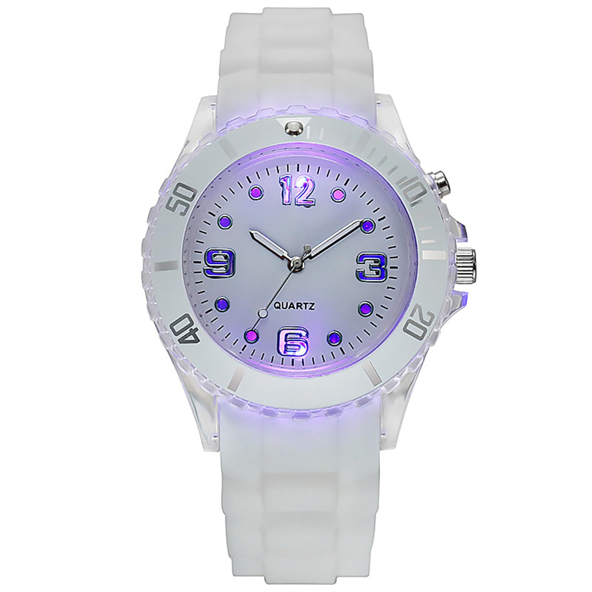 JewelryWe LED Silicone Wrist Watches: Round Analog Quartz Casual Wristwatch for Men Women Students Teens Youth