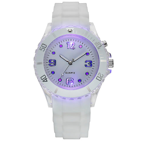 JewelryWe LED Silicone Wrist Watches: Round Analog Quartz Casual Wristwatch for Men Women Students Teens Youth