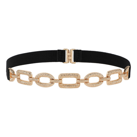 Molain Elastic Chain Belt for Women, No Show Stretch Thin Belt with Flat Buckle Invisible Waist Belt for Dress Jeans Shirt