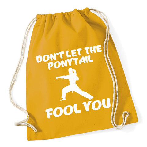 Hippowarehouse Don't Let the Ponytail Fool You Drawstring Cotton School Gym Kid Bag Sack 37cm x 46cm, 12 litres