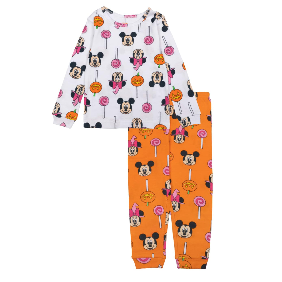 Disney Little GirlsÃ¢â‚¬â„¢ 2-Piece Snug-fit Cotton Holiday Pajama Set, Soft & Cute for Kids, Mickey & Minnie Candy