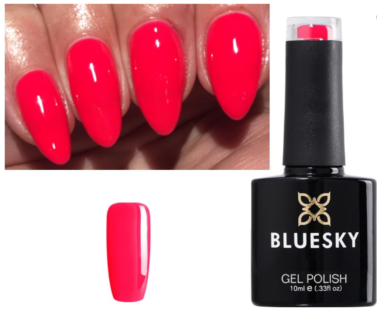 Bluesky Nail Gel Polish Neon Red/Coral Pink Summer Colour FRUIT TWIST NEON 25 UV LED Soak Off 10ml