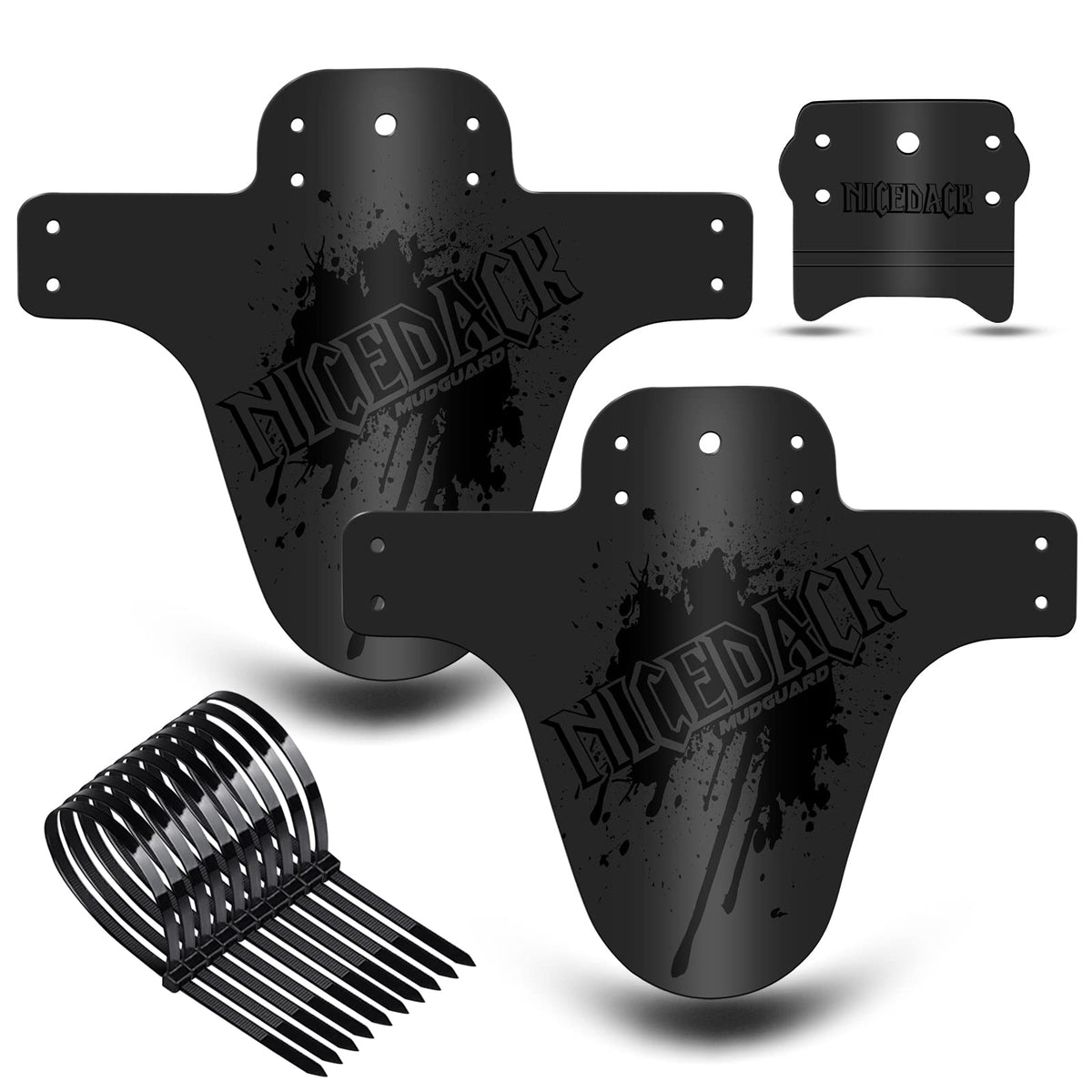 NICEDACK Mud Guard, 2Pcs MTB Bicycle Mudguards for 26" 650B 27.5" 29" MTB Mountain Bike Rear and Front Mudguard Fender (Black, 2PCS Matte Surface)