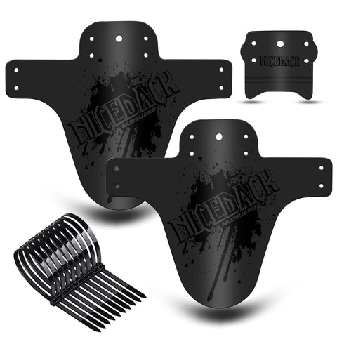NICEDACK Mud Guard, 2Pcs MTB Bicycle Mudguards for 26" 650B 27.5" 29" MTB Mountain Bike Rear and Front Mudguard Fender (Black, 2PCS Matte Surface)