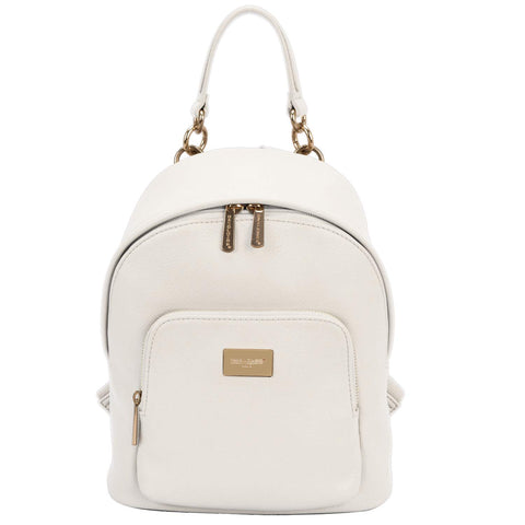 David Jones - Women's Fashion Backpack Purse Small - Ladies Casual Mini Daypack PU Leather - Girl Rucksack Satchel Shoulder Handbag Zipper Pockets - Trendy School Bag City College Teenager - White