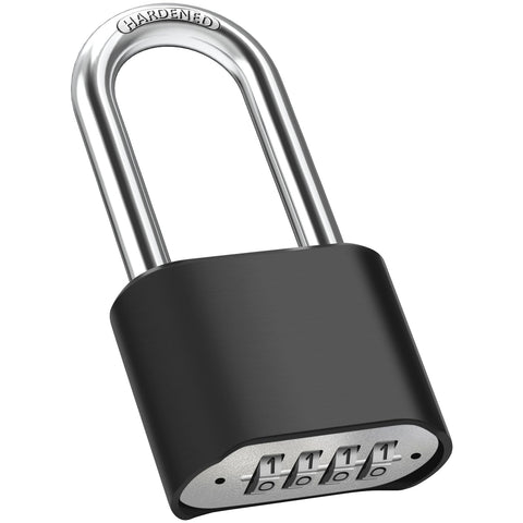 Diyife Heavy Duty Combination Padlocks Outdoor, [Weatherproof] Long Shackle 51.5mm Large 4 Digit Code Locker Padlock with 8mm Thick 304 Stainless Steel Shackle for Garage, School, Gate, Shed, Gym