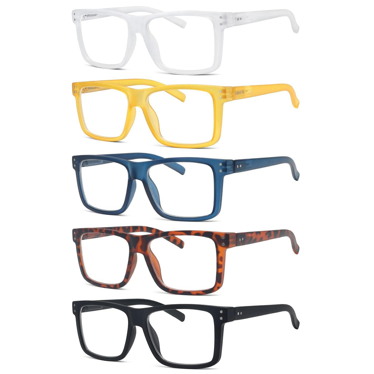 Eyekepper 5-pack Oversized Reading Glasses Square Large Frame Readers for Men and Women, 4.00