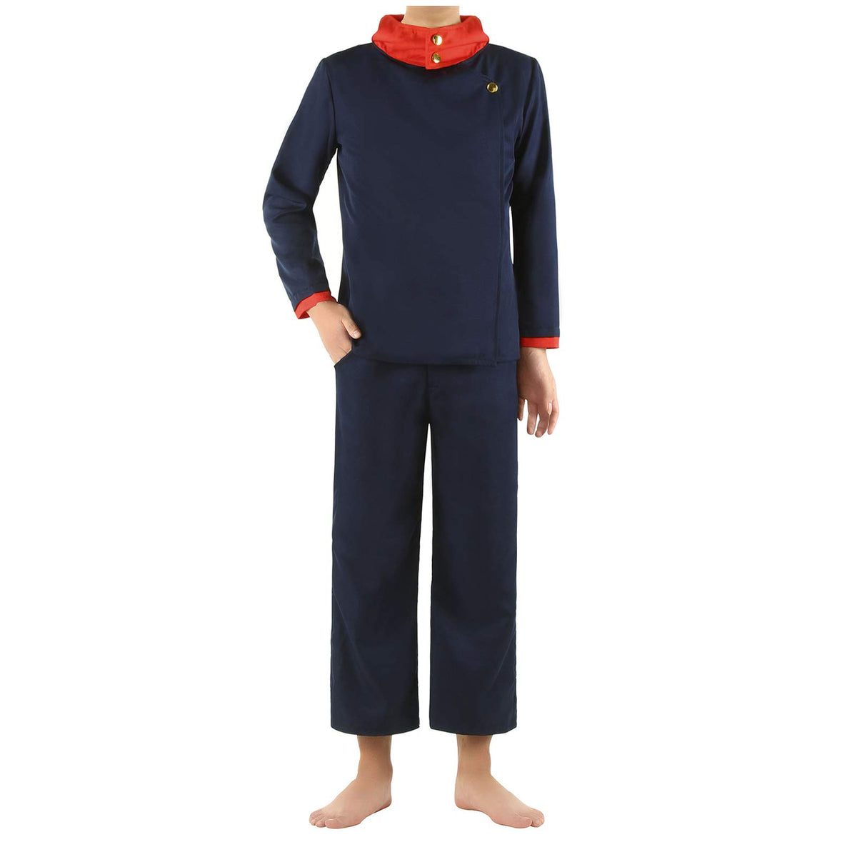 Nuoqi Jujutsu Kaisen Cosplay Costume Yuji Itadori Cosplay Outfit Anime Navy Hooded Jacket Uniform Suit for Men M
