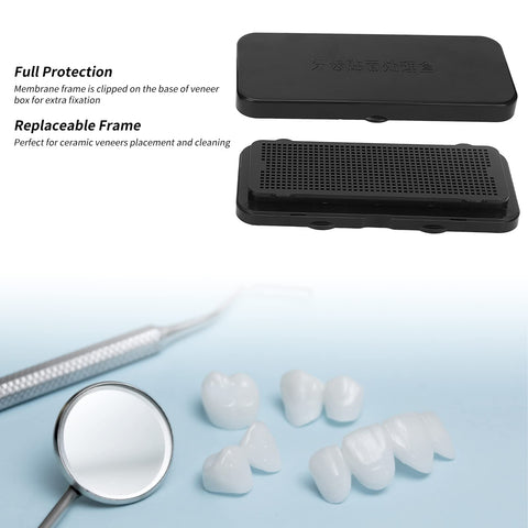Ceramic Veneers Box,Ceramic Veneers Denture Box,Professional Dental Veneer Pretreatment Patch Tooth Box Ceramic Veneers Denture Storage Box for Arrangement Cleaning