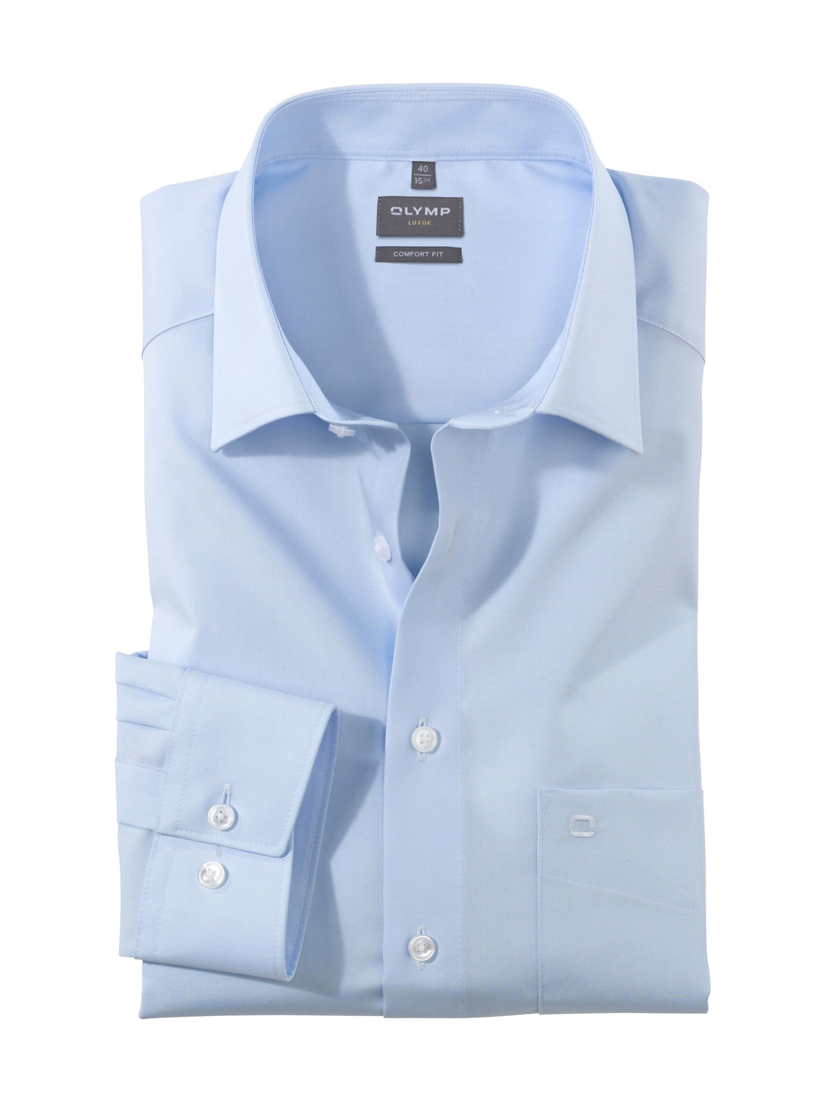 Olymp Luxor Men's Business Shirt, Long-Sleeved, Plain, Comfort Fit,lightblue, 42