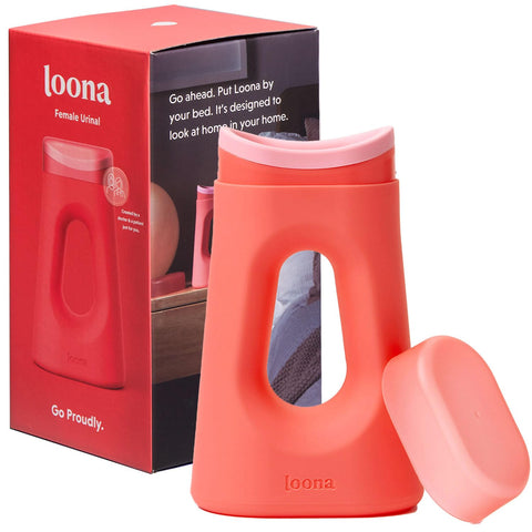 Loona Premium Spill Proof Female Urinal - Quiet, No Splash Design for Women - Ideal for Bedside, Travel, and Outdoor Use - Coral Dream - HSA/FSA Eligible