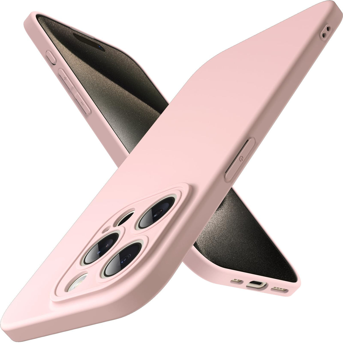 JETech Slim Case for iPhone 15 Pro Max 6.7-Inch with Camera Lens Full Cover Protection, Ultra-Thin Lightweight Matte Finish Minimalist Protective Phone Cover (Pink)