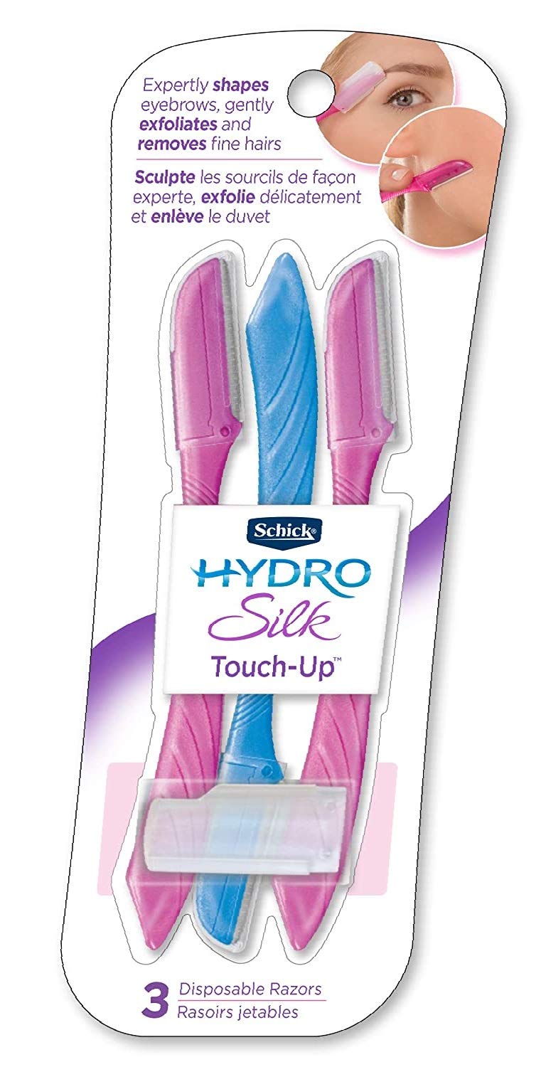 Schick Hydro Silk Touch-Up Multipurpose Exfoliating Dermaplaning Tool, Eyebrow Razor, and Facial Razor with Precision Cover, 3 Count (Packaging May Vary) - 1 Pack