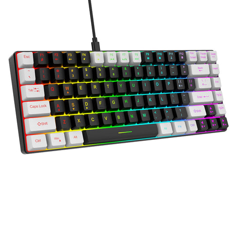 Mechanical Gaming Keyboard, 84 Keys RGB LED Backlit USB Wired Keyboard for Family Office Editing, Ergonomic Quiet Computer Keyboards for Laptop PC (Black)