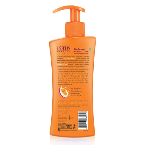 Lotus Herbals Safe Sun UV Protect Body Lotion SPF 25 PA+++ Calendula Normal to Dry skin 250ml,White