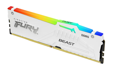 Kingston FURY Beast White RGB XMP 16GB 5200MT/s DDR5 CL40 DIMM Desktop Gaming Memory Single Module - KF552C40BWA-16