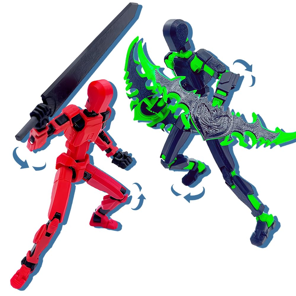 (Assembly Completed) T13 Action Figure Set, 3D Printed Toys Robo 13 Action Figure,Dummy 13 Titan 13 Action Figure (Ilidann+Red)