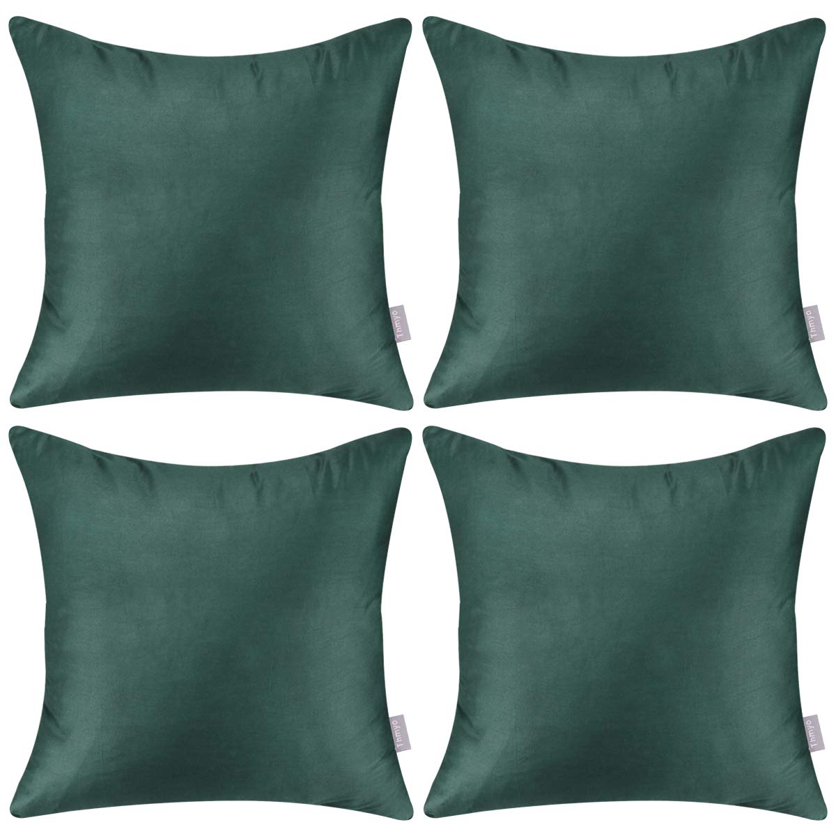 Thmyo 4-Pack 100% Cotton Comfortable Solid Decorative Throw Pillow Case, Square Cushion Cover Pillowcase Sublimation Blank Pillow Covers DIY Throw Pillowcase for Sofa(16x16 inch/ 40x40cm, Deep Green)