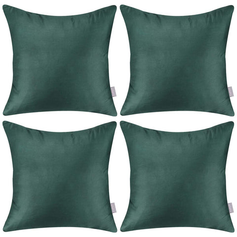 Thmyo 4-Pack 100% Cotton Comfortable Solid Decorative Throw Pillow Case, Square Cushion Cover Pillowcase Sublimation Blank Pillow Covers DIY Throw Pillowcase for Sofa(16x16 inch/ 40x40cm, Deep Green)