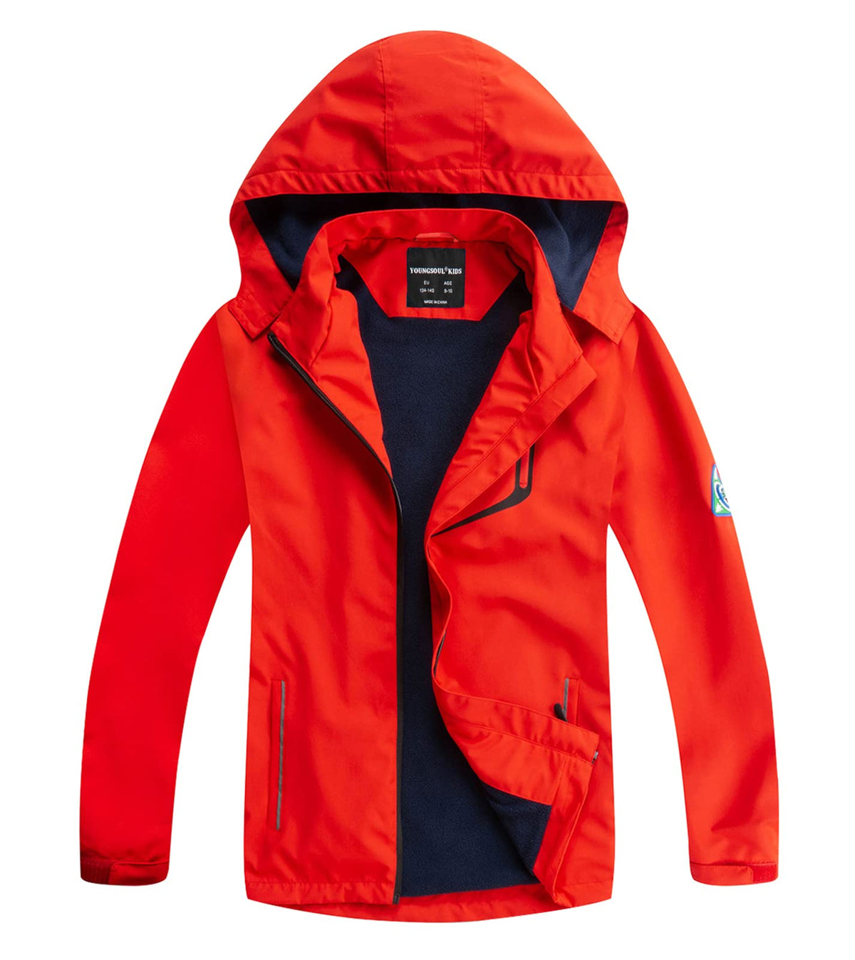 LOKTARC Boys Girls Rain Jacket for Kids Lightweight Waterproof Hooded Raincoats Red 9-10 Years/Size 140