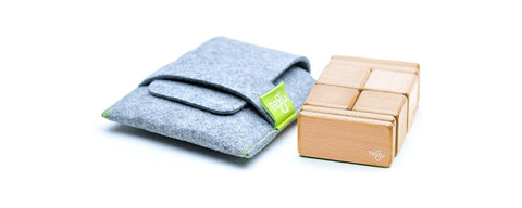 8 Piece Tegu Pocket Pouch Magnetic Wooden Block Set, Natural