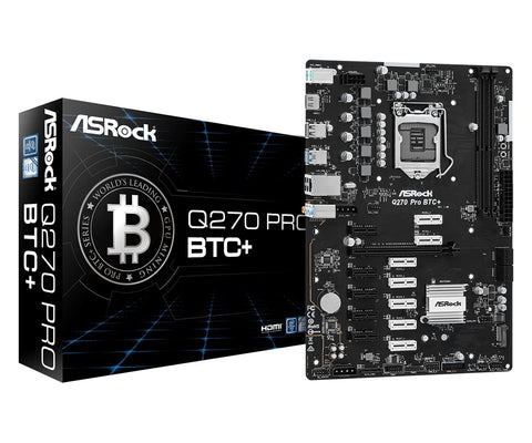 Asrock Q270 PRO BTC+ Mining Board, Intel Q270, 1151, ATX, DDR4, HDMI, 1x PCIe 3.0 x16, 12x PCIe 3.0 x1, M.2, Power On/Reset Button