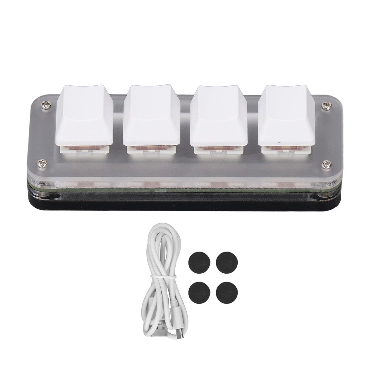 4 Key RGB Red Switch Mechanical Gaming Keyboard Customizable Programming Macro Pad RGB Keypad Compact Layout Gaming Office Work for PC